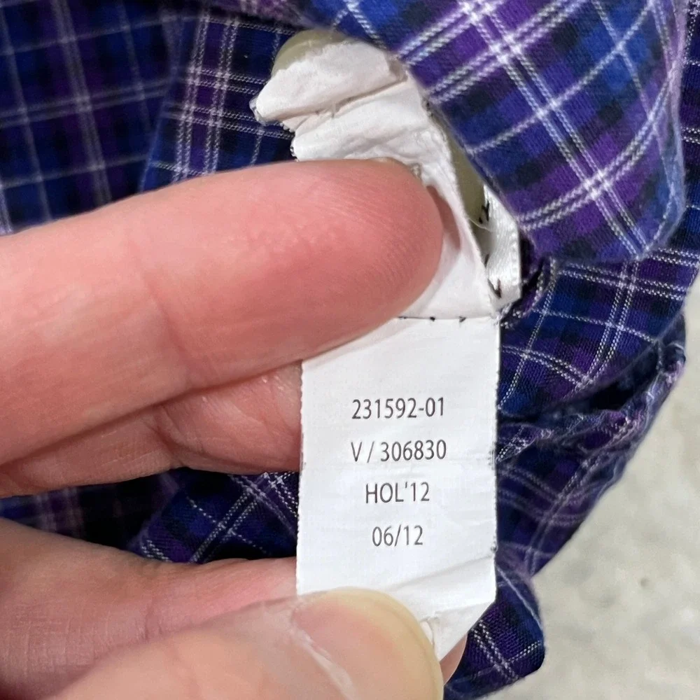 Banana Republic Shirt Mens Large Purple Plaid Soft Wash Button Down Long Sleeve